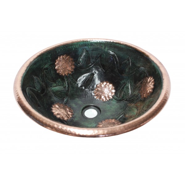 Hand Painted Copper Sink Round Drop In Nightsky